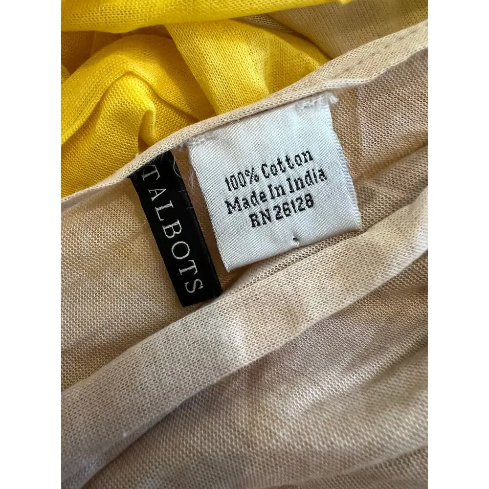 Talbots Lightweight Cotton Travel Scarf Yellow Tan Ombre